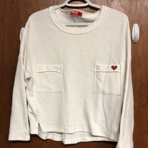 White Long sleeve t shirt with heart decal
